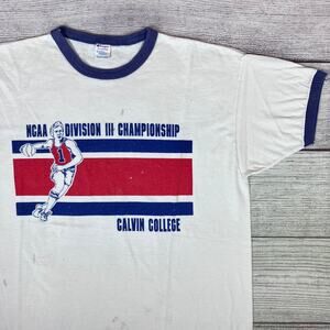 Vintage 1989 Champion Calvin College D3 Basketball Ringer T-shirt